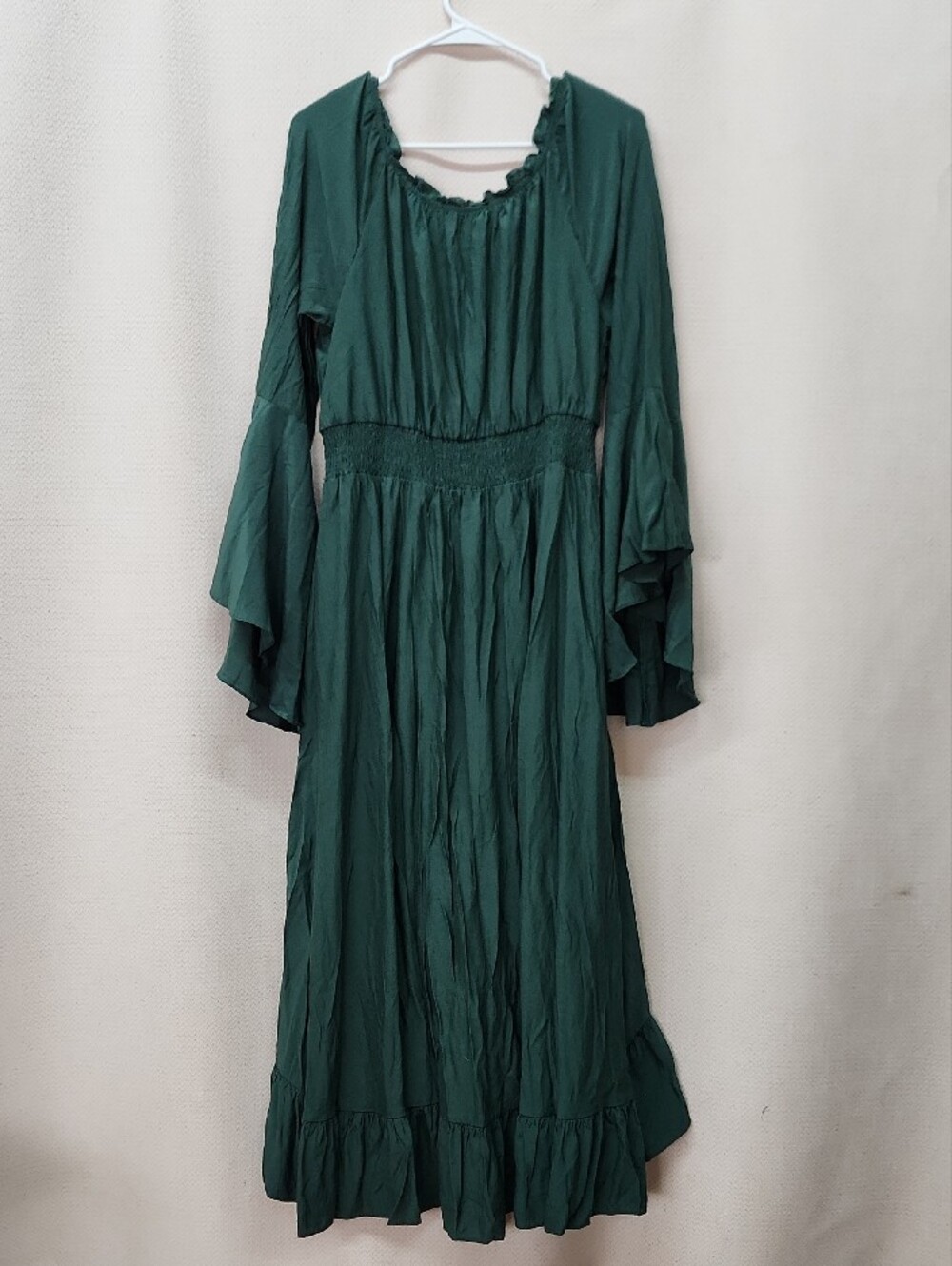 Boho Ruffle Maxi Dress in Deep Green - Picture 4 of 4